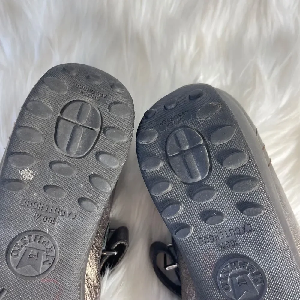 Mephisto Pewter Bronze‎ Metallic Leather Mary Jane Shoes Sz 10